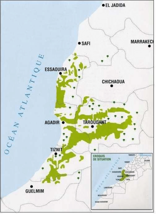 Karte Arganöl Anbaugebiet